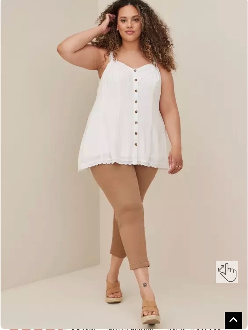 torrid White Button-Front Lace-Trim Fit and flare tank